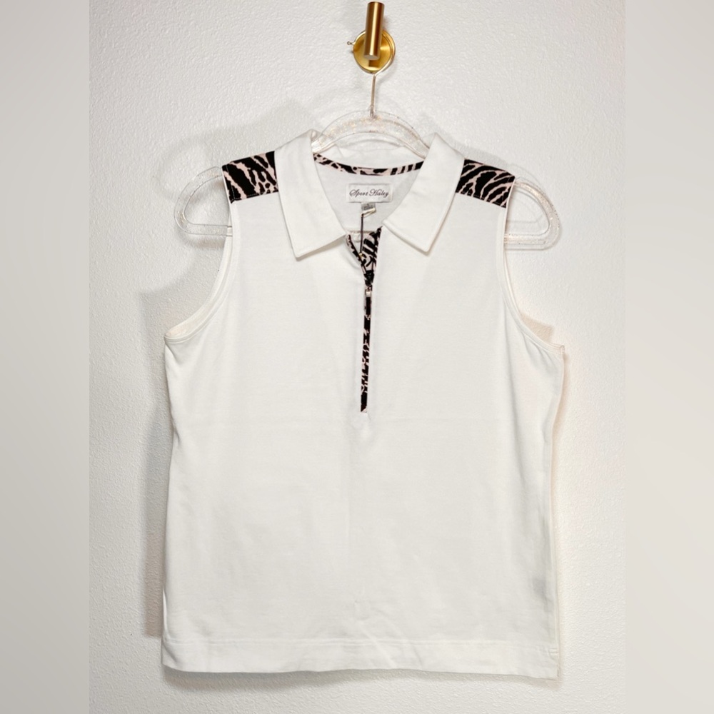 Sport Haley NWT Sleeveless Half Zip Animal Print Golf Top Size L